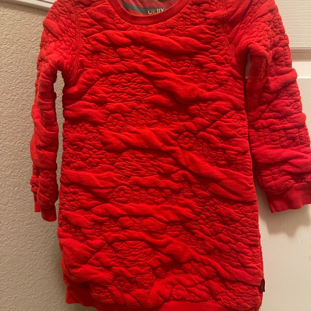 Oilily Vibrant Red Textured Kids Sweater